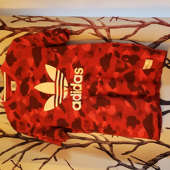 Bape Shirts Bape Adidas Rare Red Camouflage Tshirt Poshmark Bape Shirts Bape Adidas Rare Red Camouflage Tshirt Poshmark